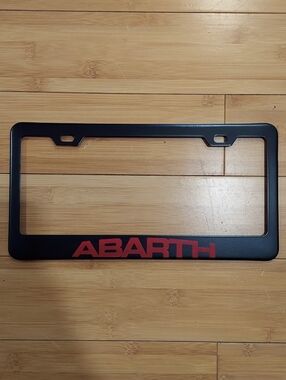 Abarth Black License Plate Frame with Red Logo Fiat 500
